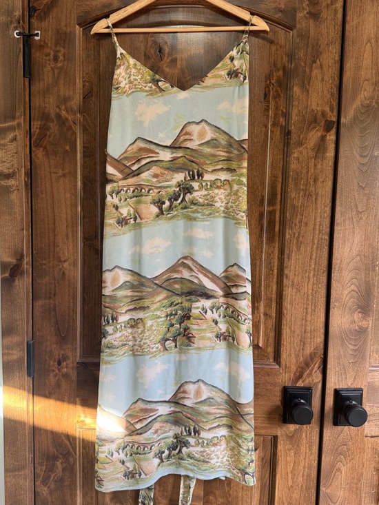 Reformation Dresses & Skirts - Reformation Scenic Mountain Print Slip Dress — Light Blue & Olive Green